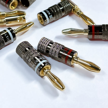 バナナプラグ ソルダーレス 赤＋白セット 12AWG～18AWG対応