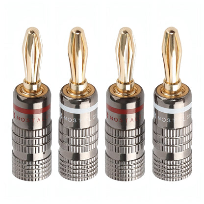 バナナプラグ ソルダーレス 赤＋白セット 12AWG～18AWG対応