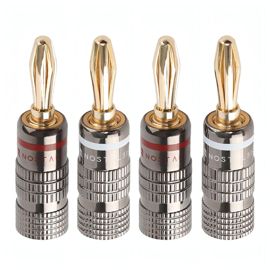 バナナプラグ ソルダーレス 赤＋白セット 12AWG～18AWG対応