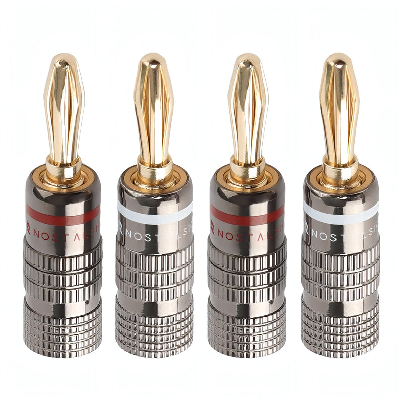 バナナプラグ ソルダーレス 赤＋白セット 12AWG～18AWG対応