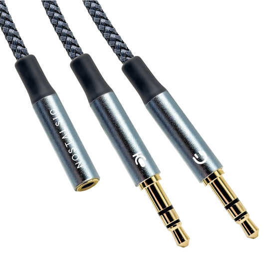 3.5mm 4極 3極 変換ケーブル 4極(メス) - 3極(オスx2) 分岐 30cm