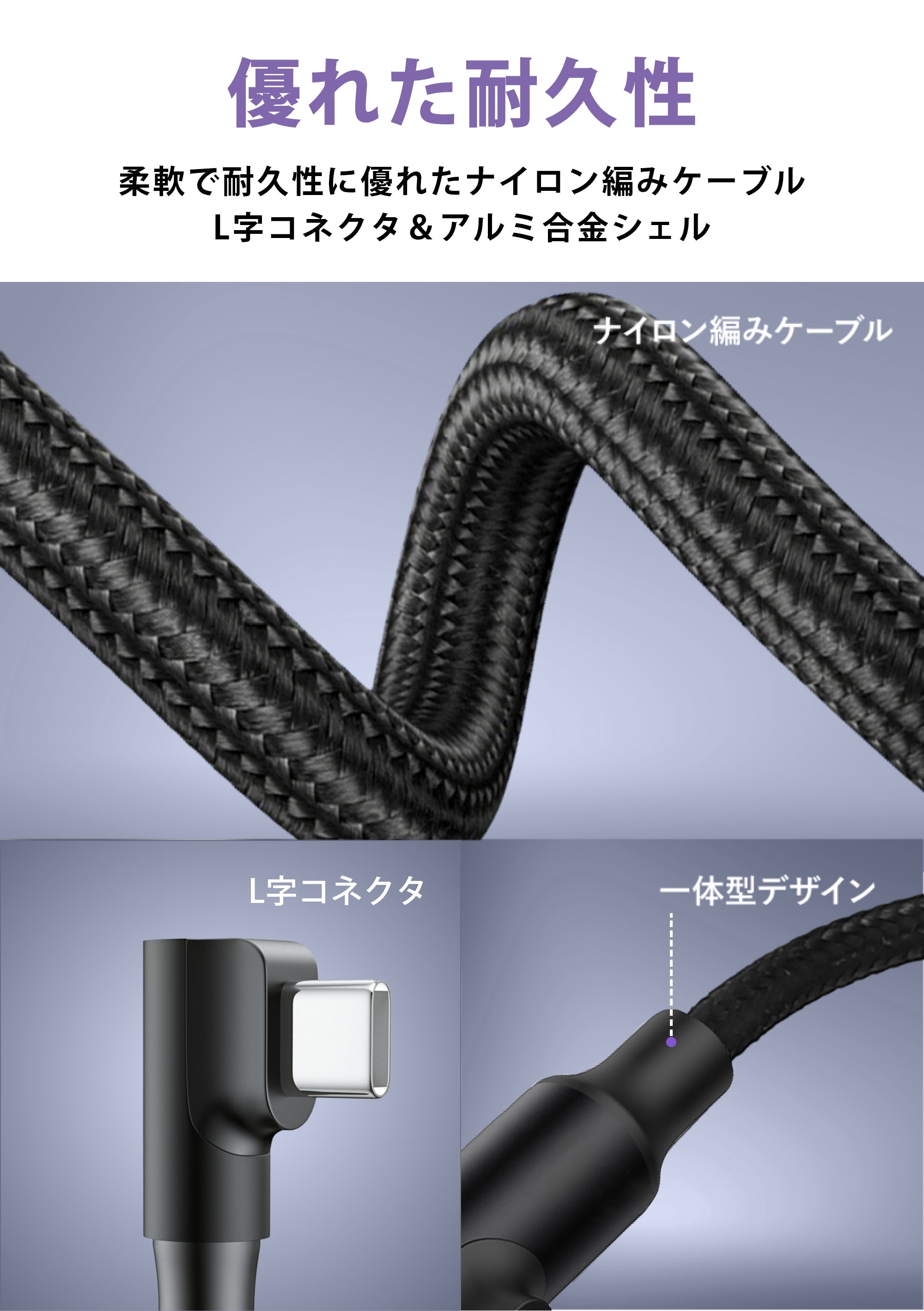 USB-C＆3.5mm オーディオ変換ケーブル DAC搭載 24bit/96KHz対応 L字コネクタ