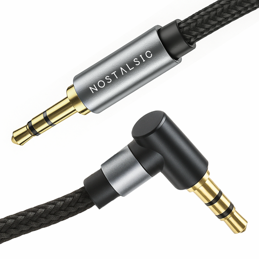 オーディオケーブル AUX ケーブル 片側L字 3.5mm